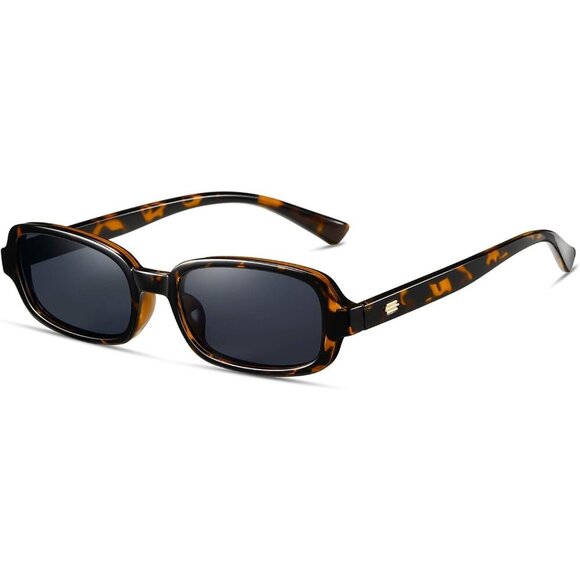 🆕Women Black Rectangle Trendy Retro Small Square Protection Shades Sunglasses - Picture 1 of 6